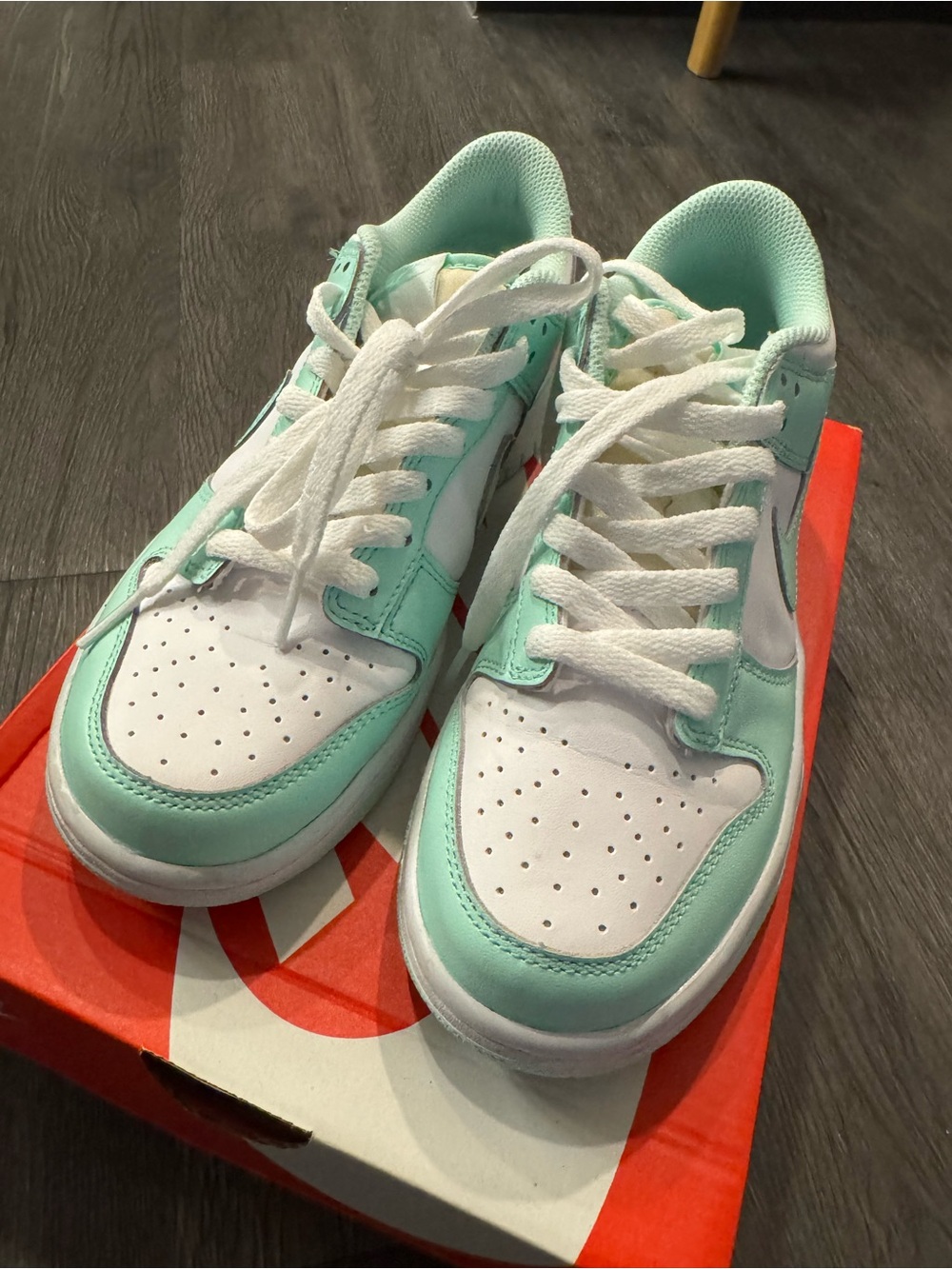 Nike Kids Mint Green and White Low-Top Sneakers